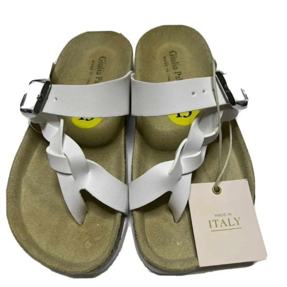 Kids White Leather Italy Sandals